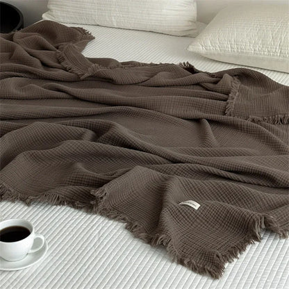 Cozy Plain Cotton Throw Blanket
