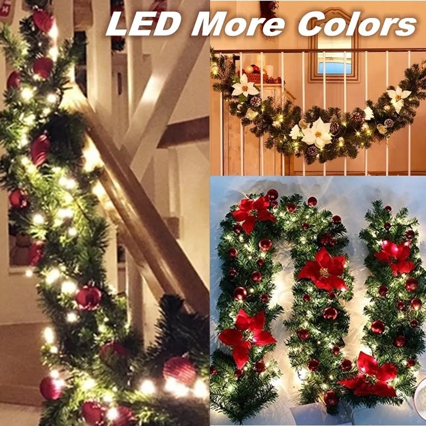 Colorful LED Christmas Garland 2.7m with Fir Branches