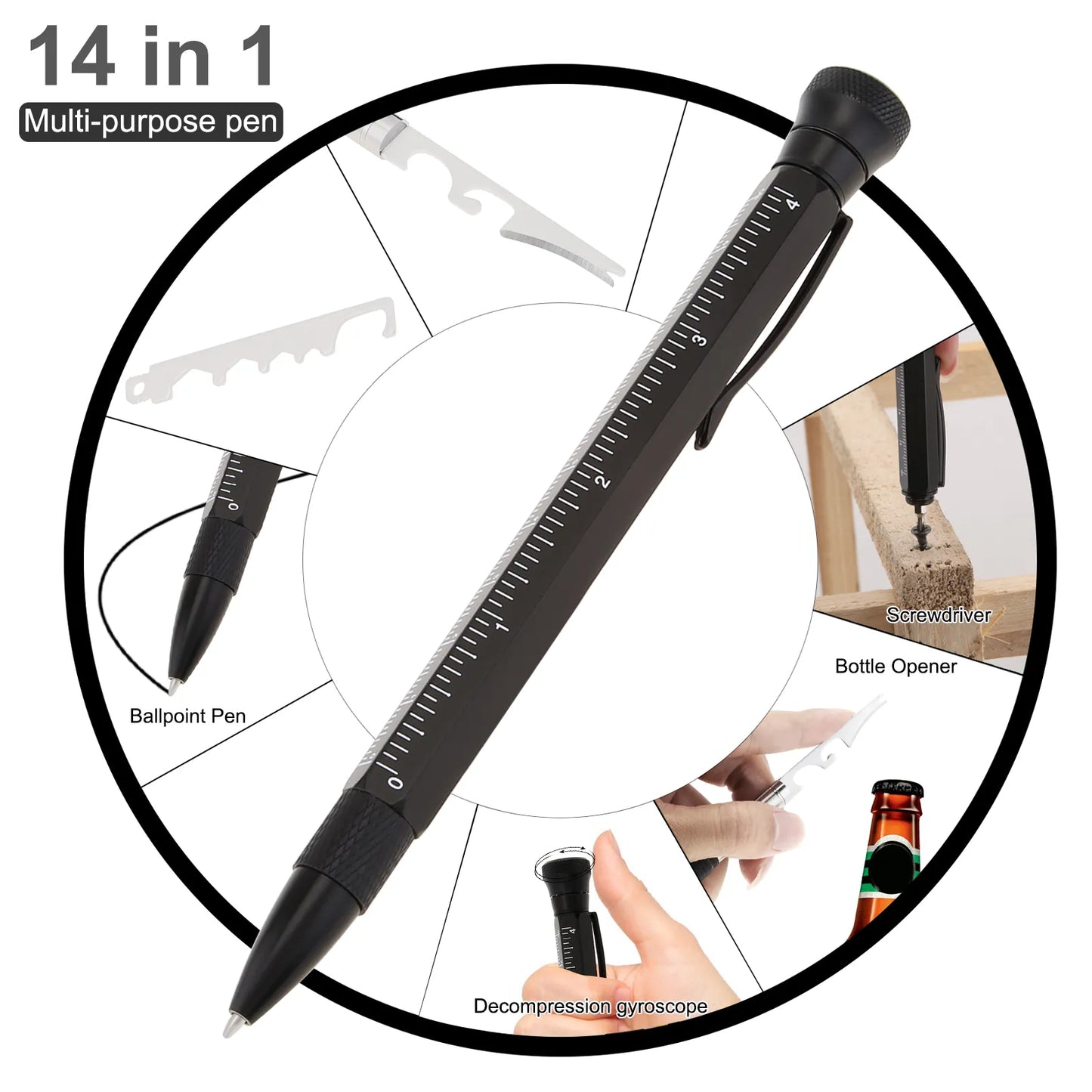9in1 Multi Tool Stainless Steel Pocket Pen