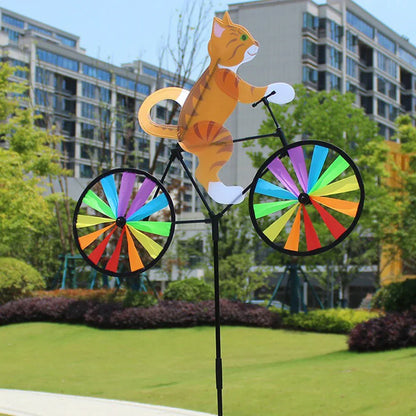 Colorful Cat Bike Garden Statue