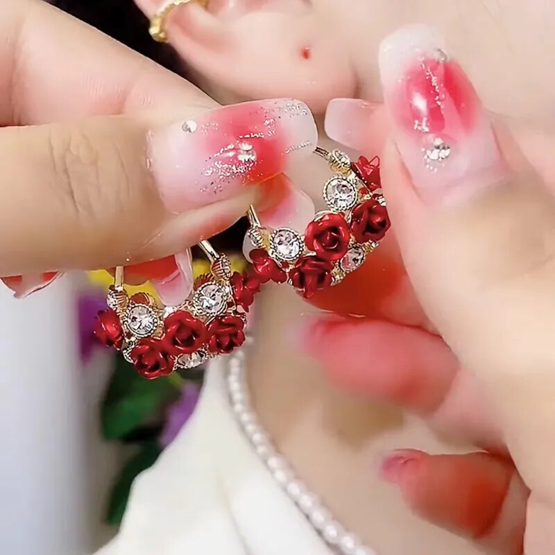 Beautiful Pink Crystal Drop Earrings