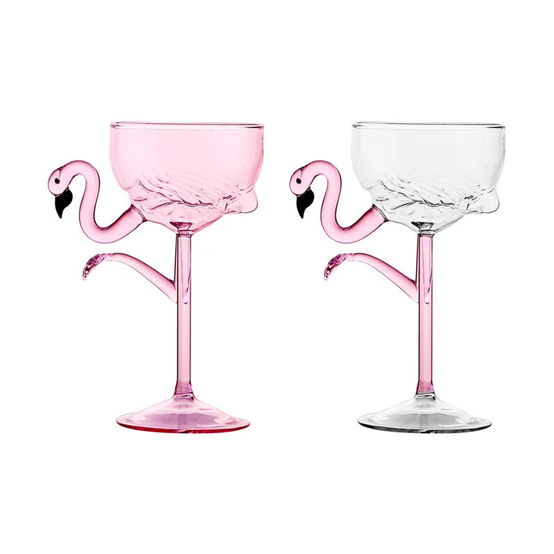 Colorful Flamingo Clear Drinking Glasses