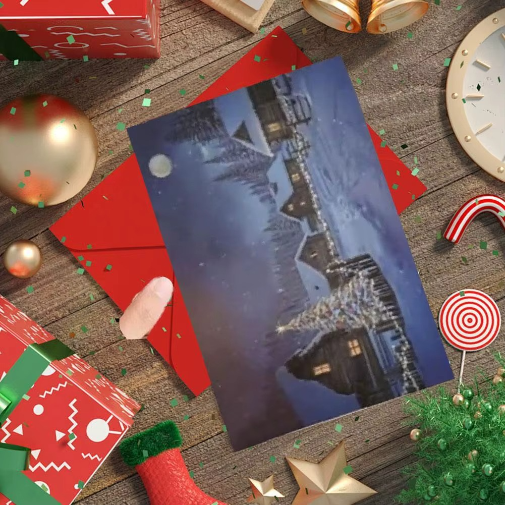 Festive Holiday Village LED Light Postcard - Yeezlab