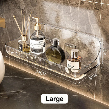 Stick On Clear Wall Shelf for Bathroom and Kitchen - Yeezlab