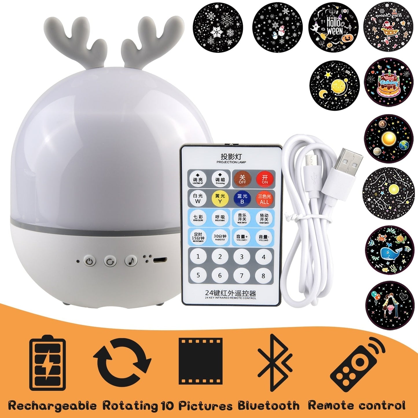 Colorful 360 Degree Deer LED Night Light Lamp - Yeezlab