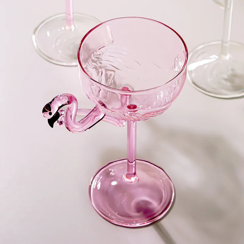Colorful Flamingo Clear Drinking Glasses
