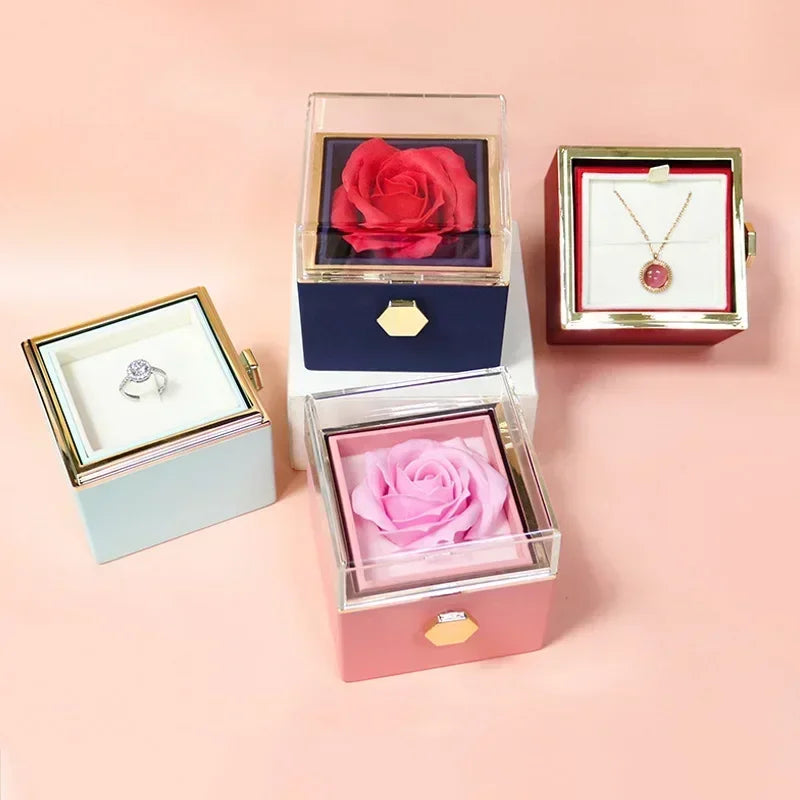 Luxury Rose Rotating Jewelry Storage Box