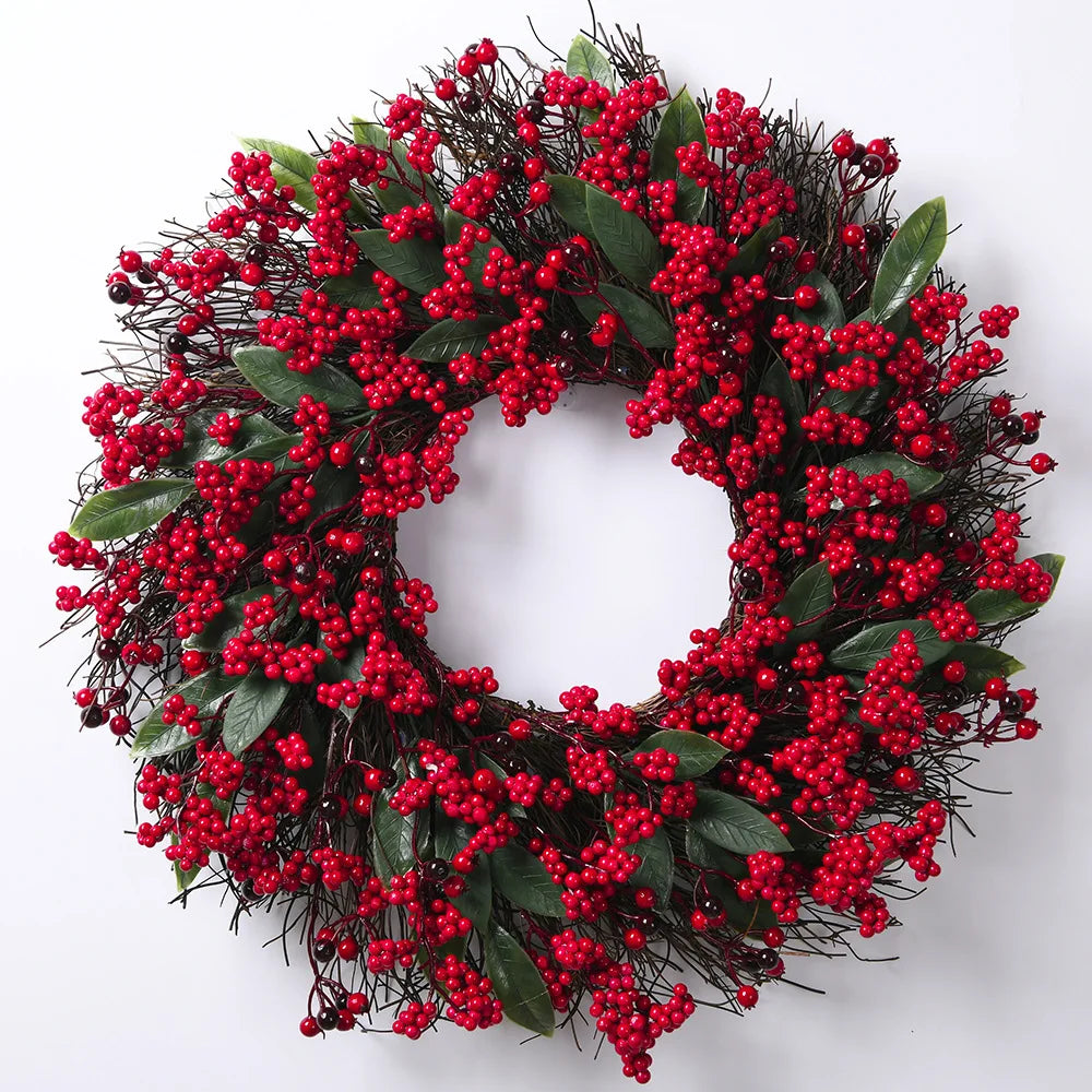 Fresh Holiday Red Berry Wreath - Yeezlab