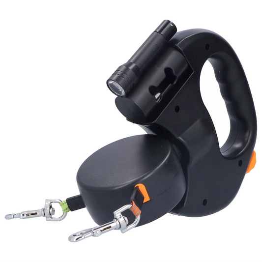 Tangle-Free Dual Dog Leash with LED Light and 360° Swivel