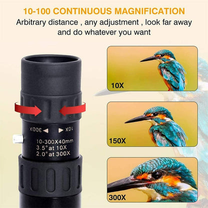 Universal Phone Telescope with 10-300X Zoom Lens