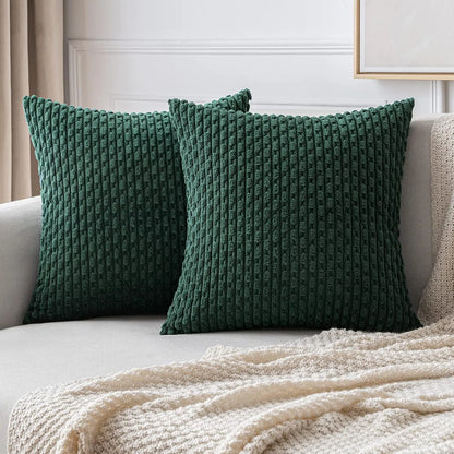 Plush Striped Velvet Accent Pillow in Chic Bohemian Style