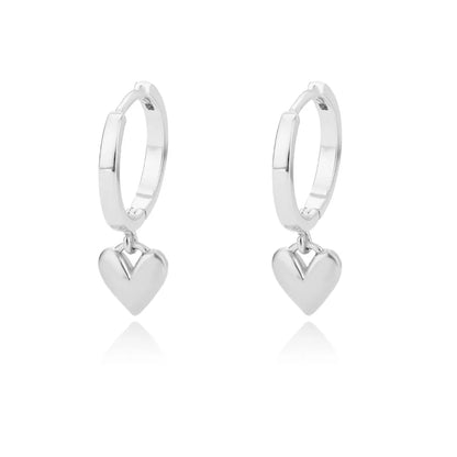 Delicate Heart Drop Huggie Hoop Earrings