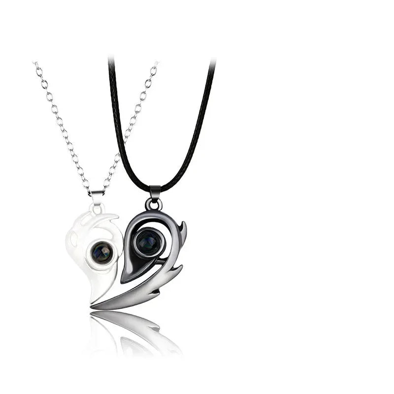Romantic Heart Magnetic Lovers Necklace Set