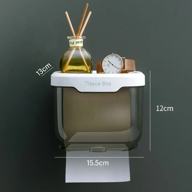 Stylish Wall Mount Toilet Paper Holder with Storage