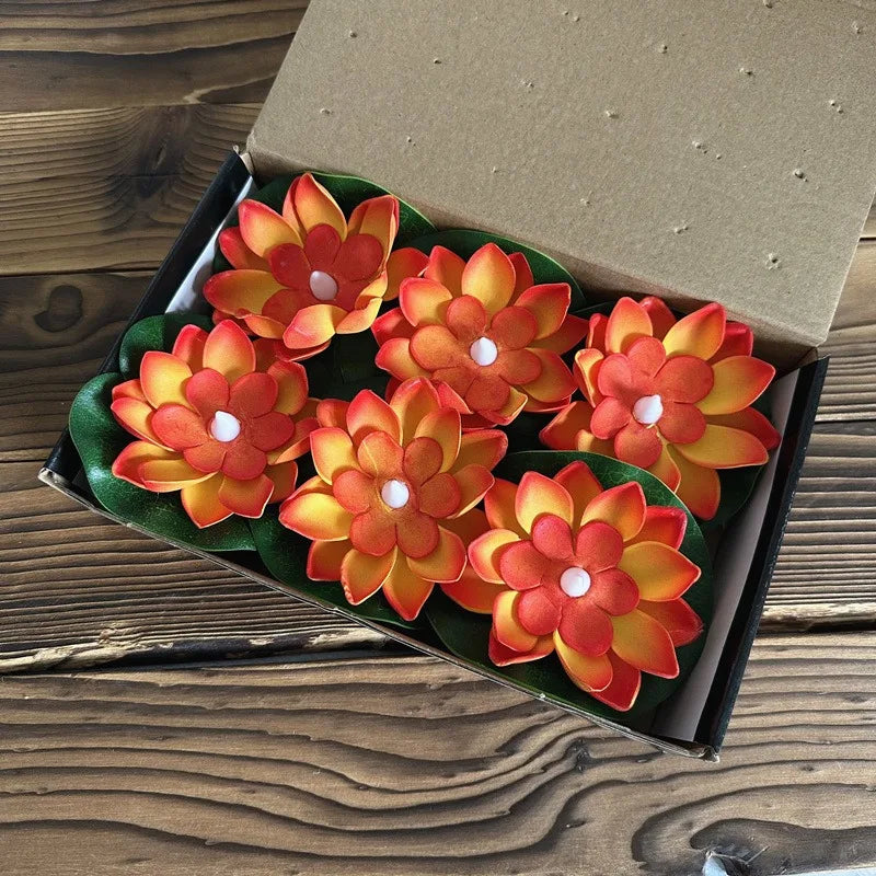 Floating Floral Pond Lamp with LED Sensor Light