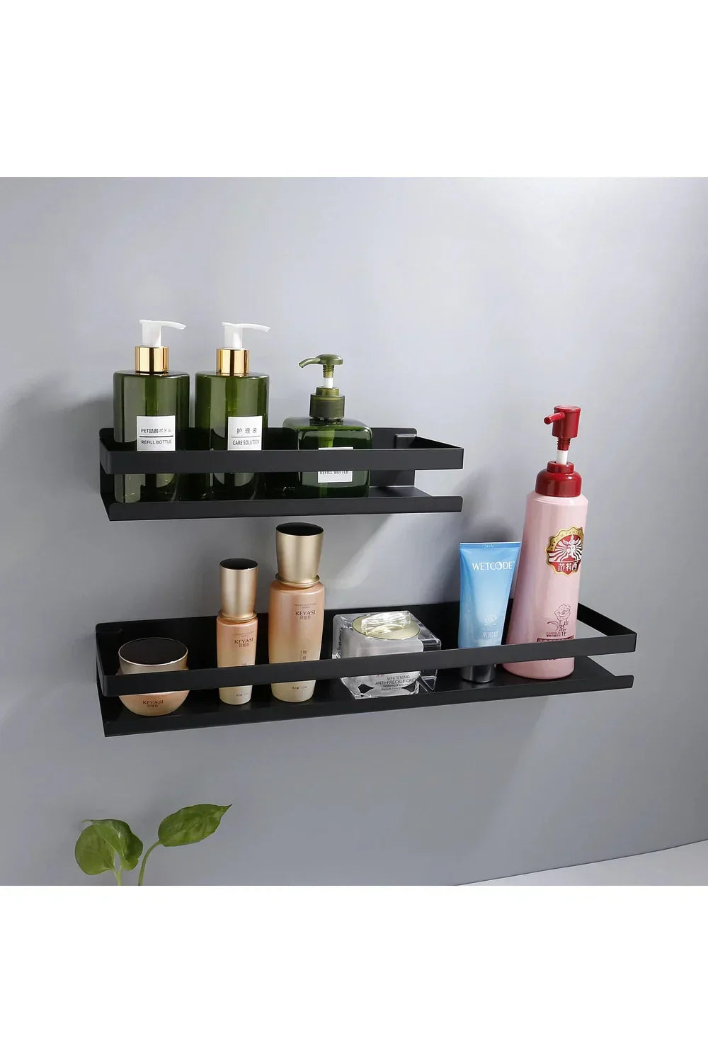 Sleek Wall Mounted Black Shelves