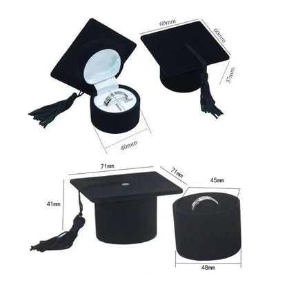 Graduation Cap Shaped Velvet Jewelry Box