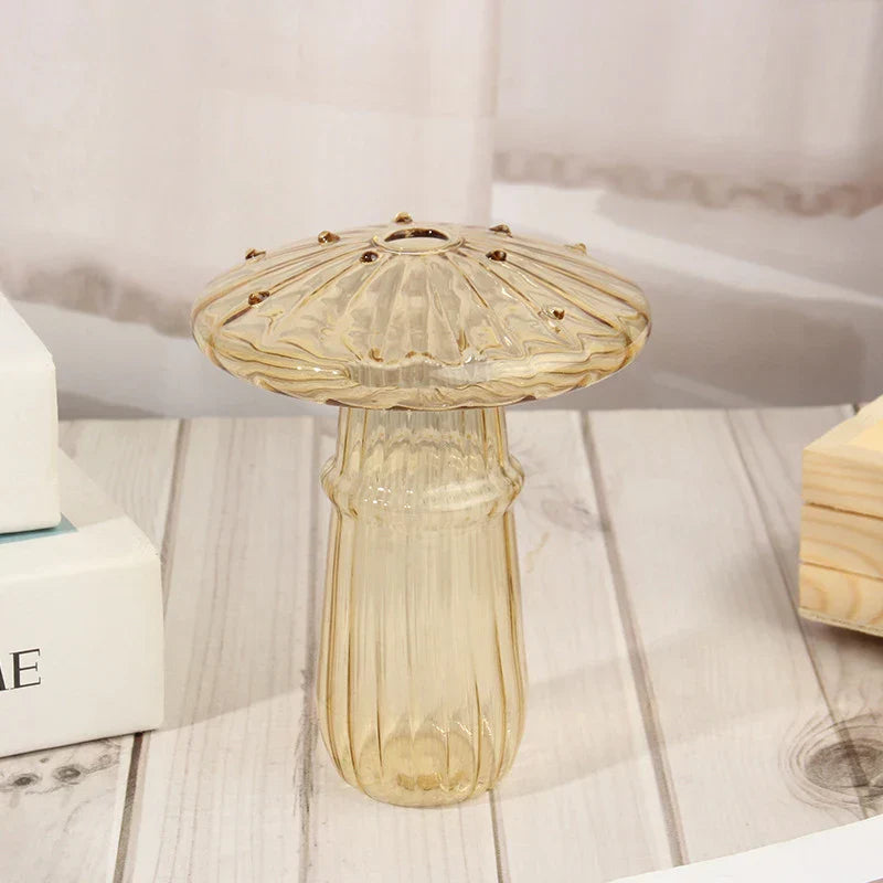 Colorful Glass Mushroom Decor Vase