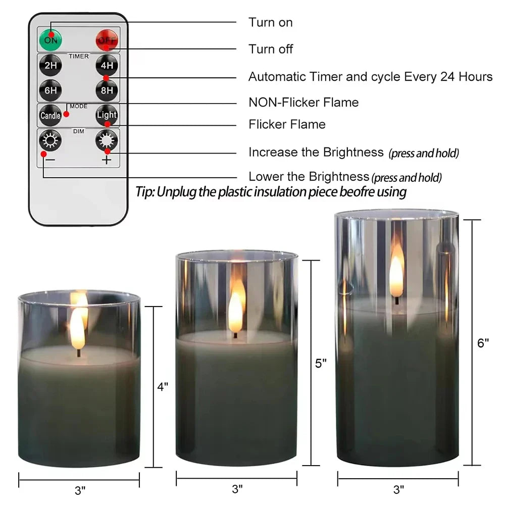 Warm LED Glass Candle Set with Remote Control