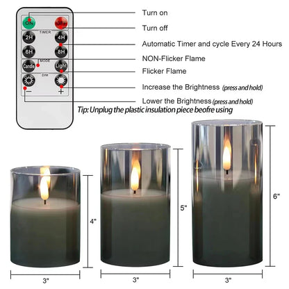 Warm LED Glass Candle Set with Remote Control