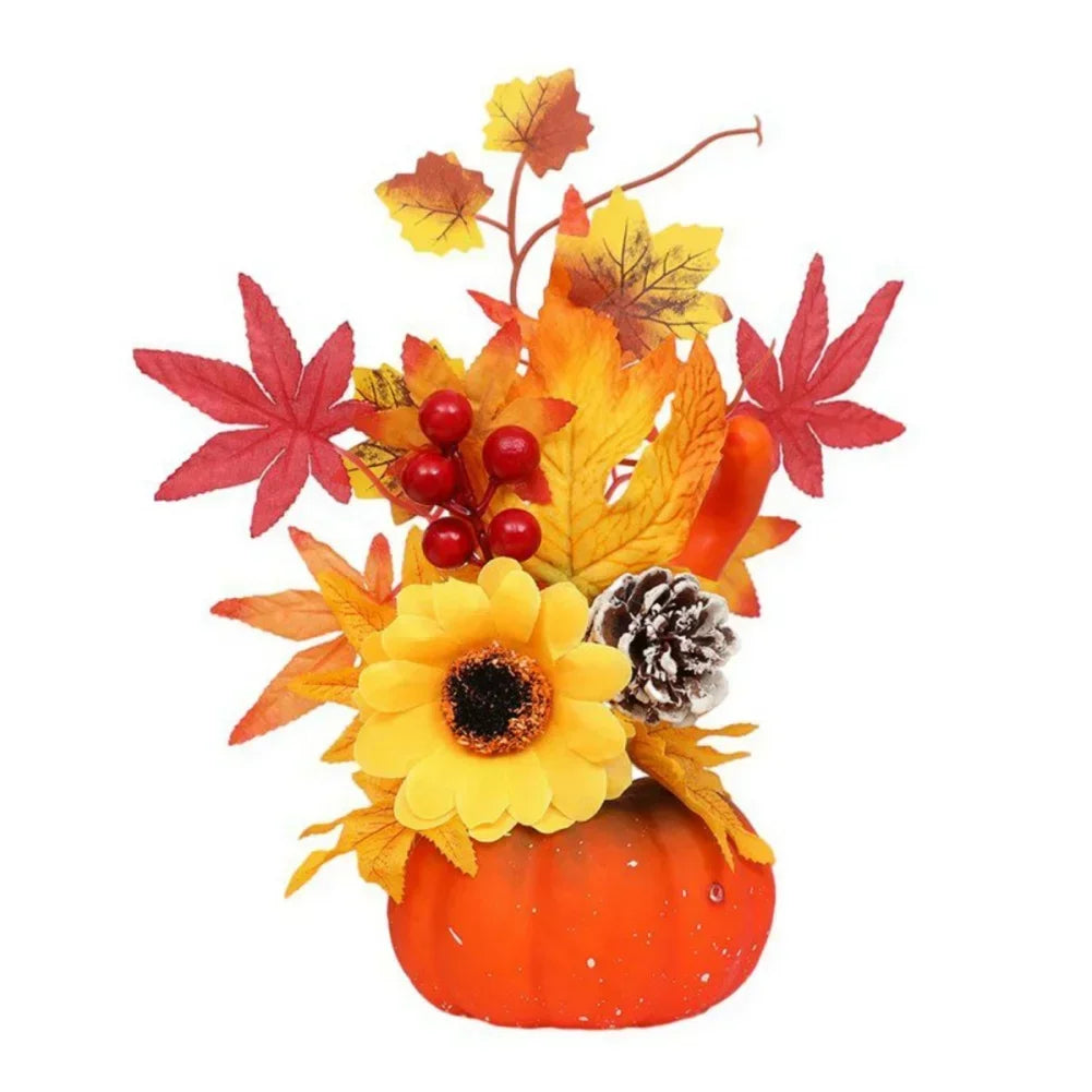 Fall Decorative Pumpkin with Silk Flowers
