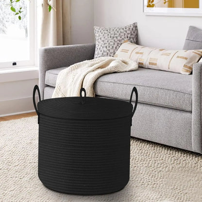 Big Natural Fiber Storage Basket with Top