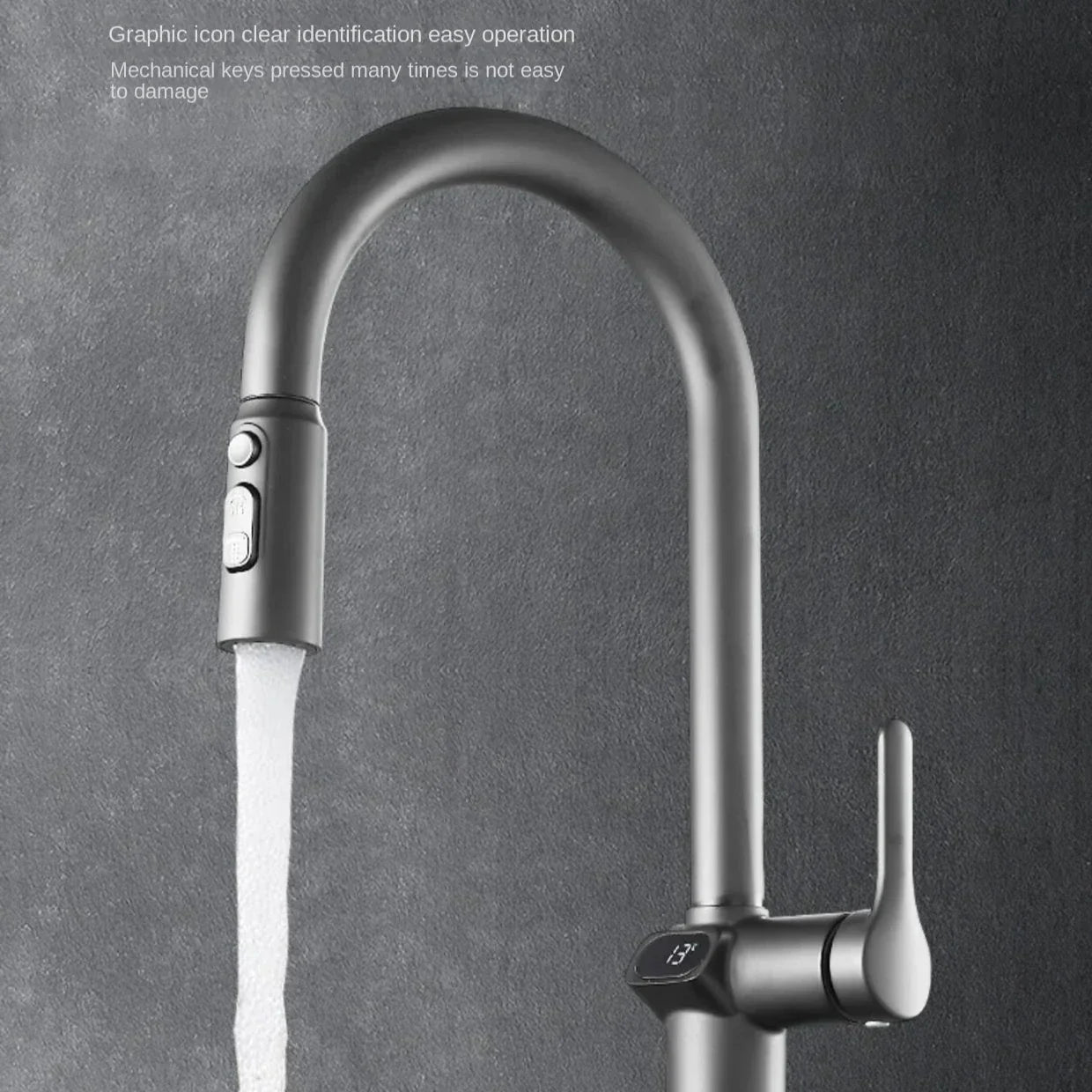 Smart Kitchen Faucet with Touch Screen and Rotating Spout