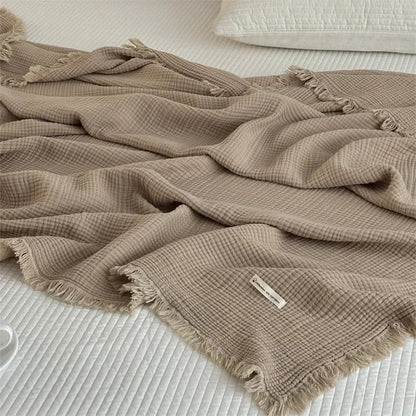 Cozy Plain Cotton Throw Blanket