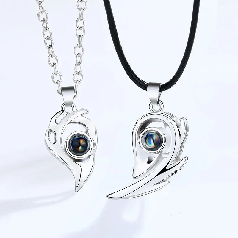 Romantic Heart Magnetic Lovers Necklace Set