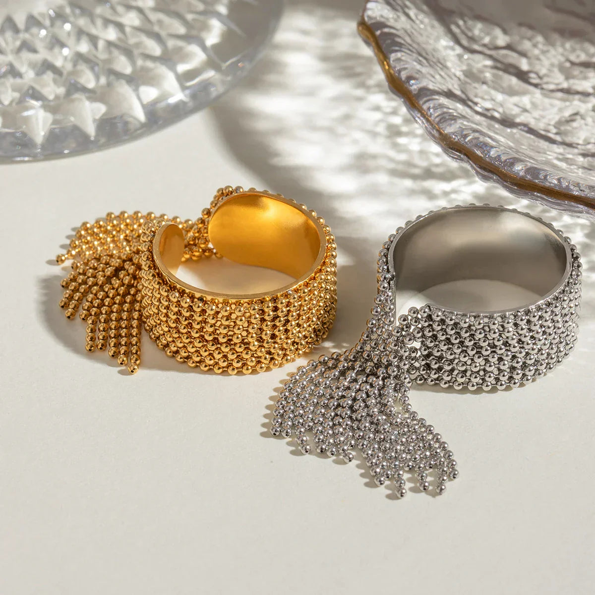Luxurious Gold Drop Adjustable Cocktail Ring