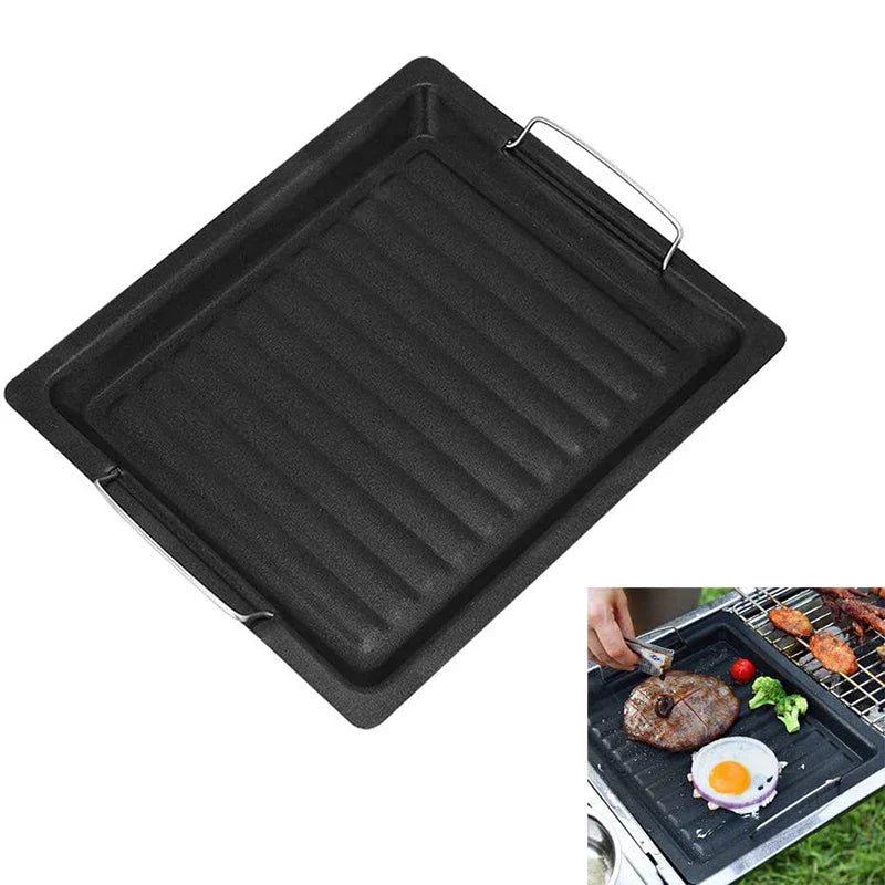 Large Reversible Cast Iron Grill Pan for BBQ & Stove
