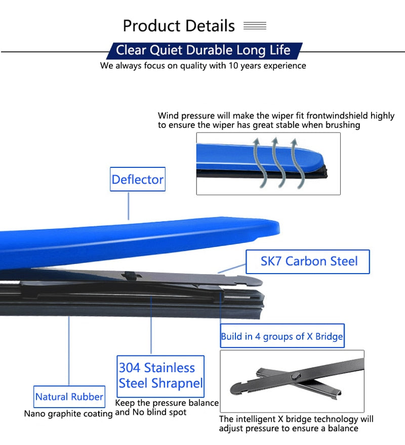 Vibrant Car Rainbow Windshield Wiper Blades