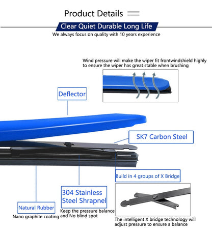 Vibrant Car Rainbow Windshield Wiper Blades