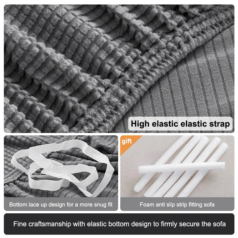 Stretchy Fitted Sofa Slipcover with Textured Pattern