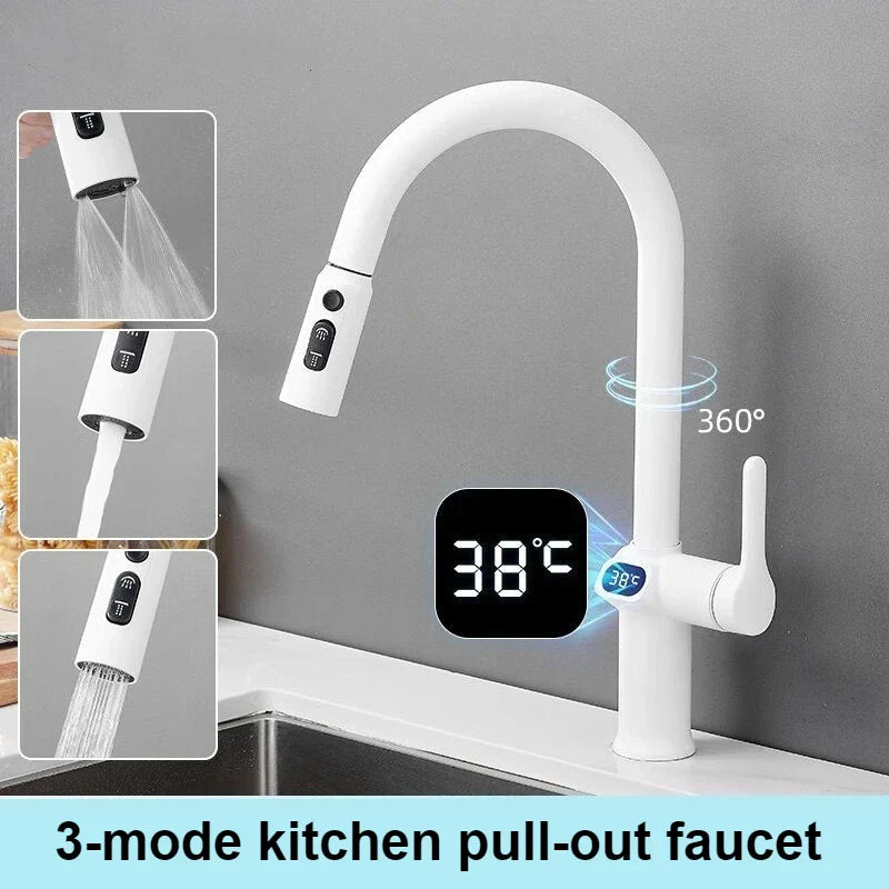 Smart Kitchen Faucet with Touch Screen and Rotating Spout
