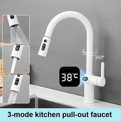 Smart Kitchen Faucet with Touch Screen and Rotating Spout