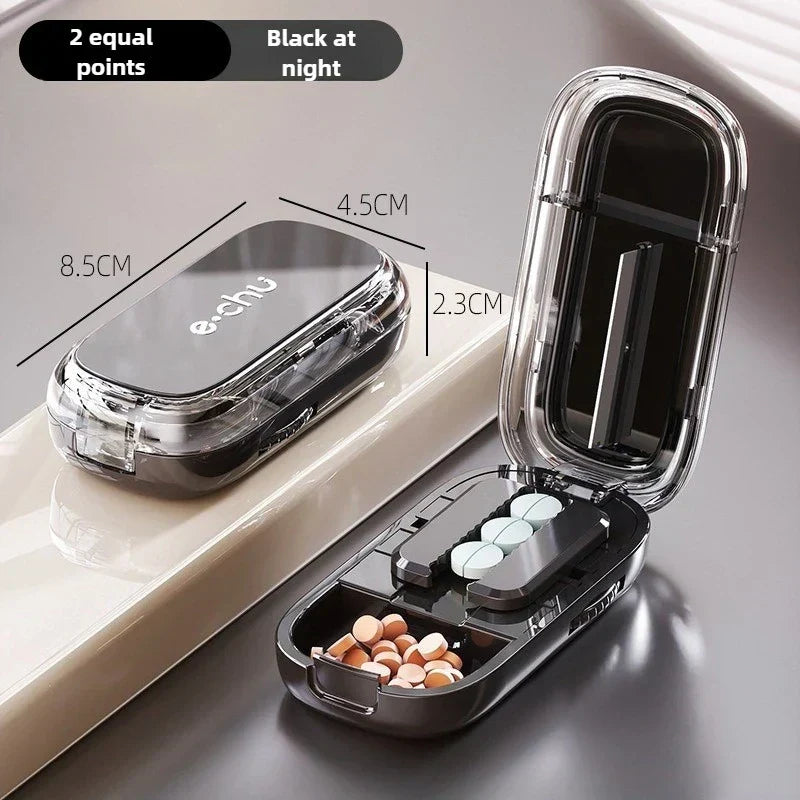 Portable Compact Pill Box Cutter Container