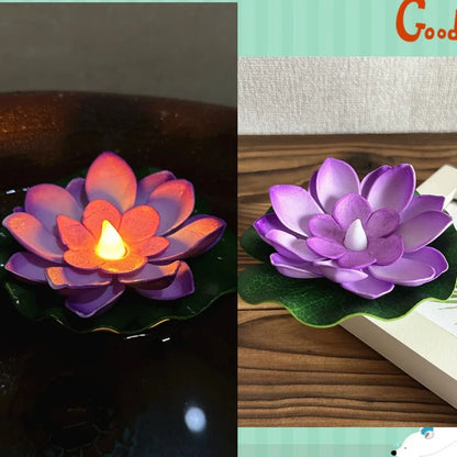 Floating Floral Pond Lamp with LED Sensor Light