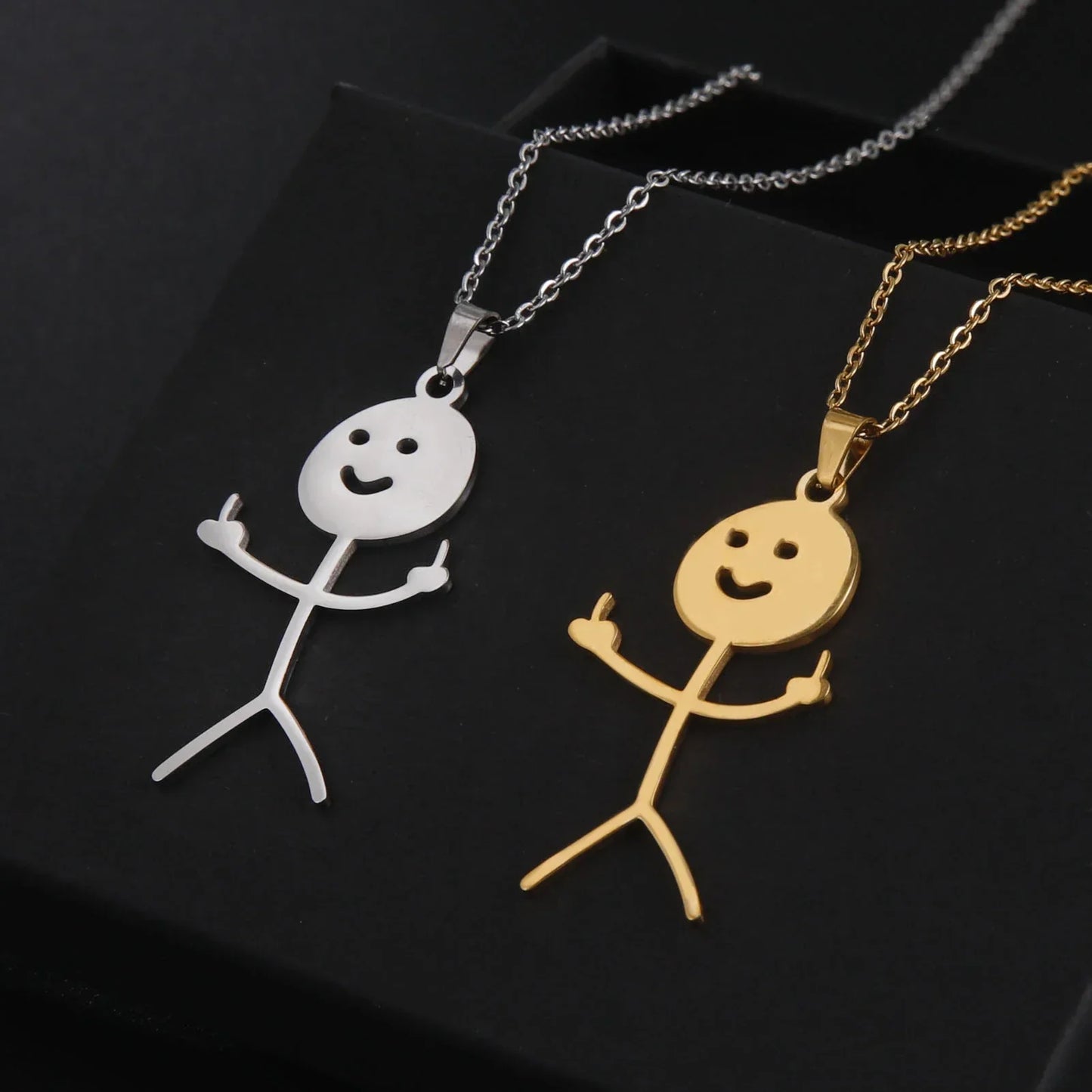 Fun Edgy Middle Finger Stick Figure Necklace - Yeezlab