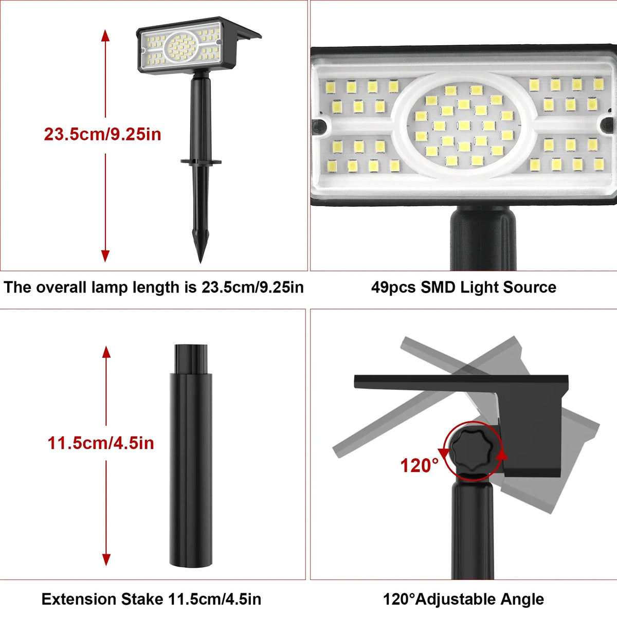 Solar Powered LED Outdoor Spotlight
