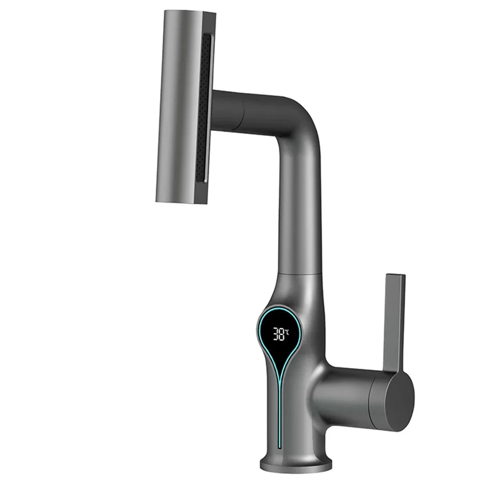 Modern Bathroom Faucet with Touch Display and Spray Nozzle