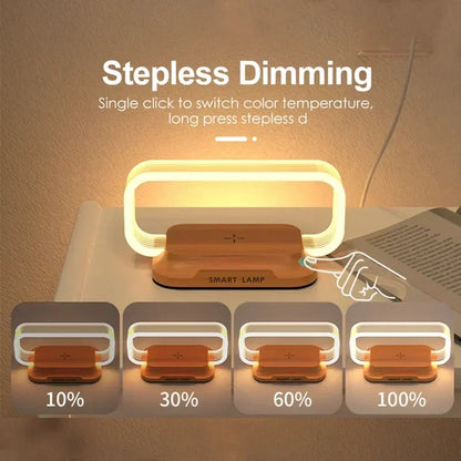 Modern Wooden LED Desk Lamp with Wireless Charging