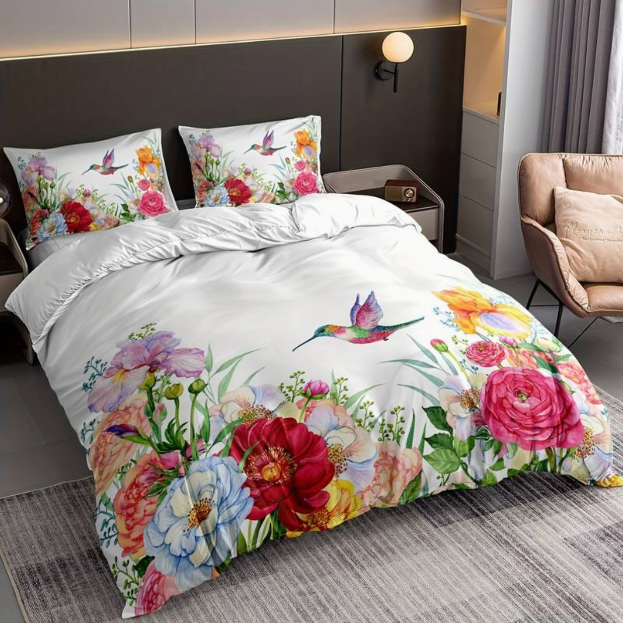 Vibrant Floral Bedding Set with Pillow Covers