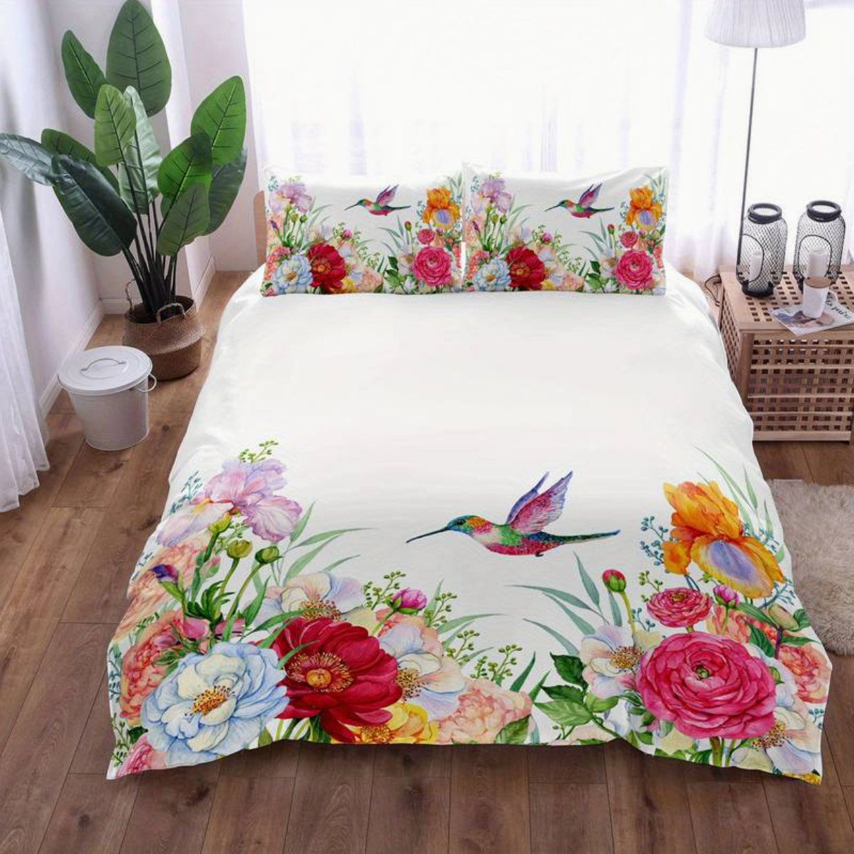 Vibrant Floral Bedding Set with Pillow Covers