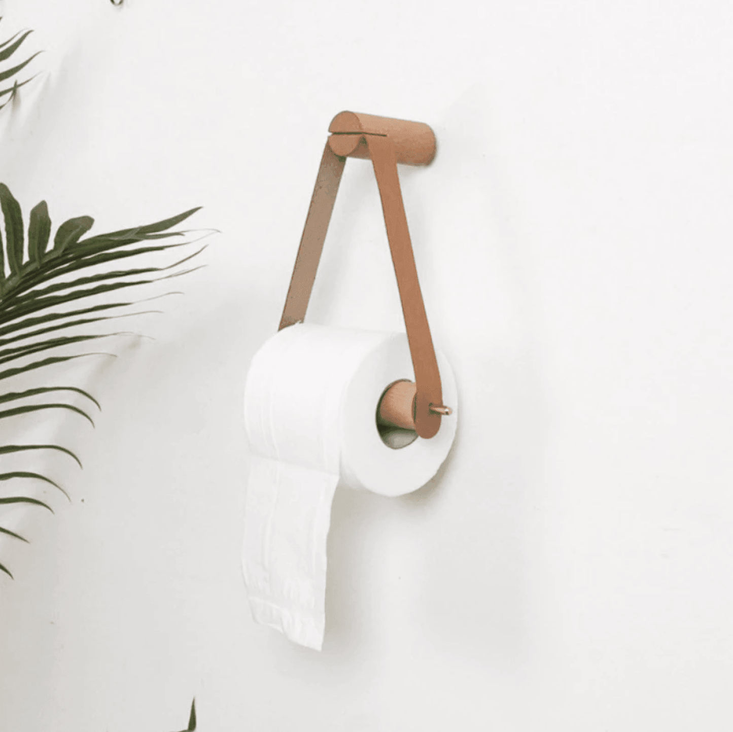 Luxury Wooden Toilet Paper Holder with Leather Accent
