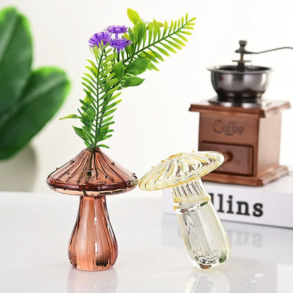 Colorful Glass Mushroom Decor Vase