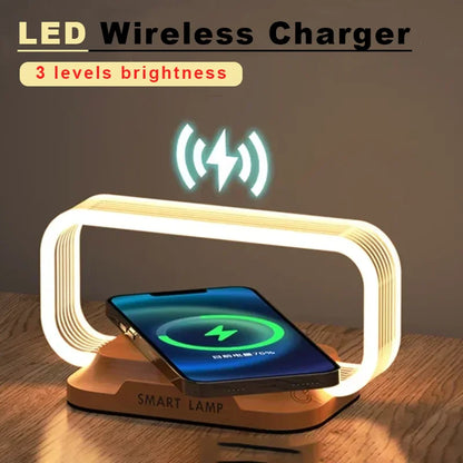 Modern Wooden LED Desk Lamp with Wireless Charging - Yeezlab