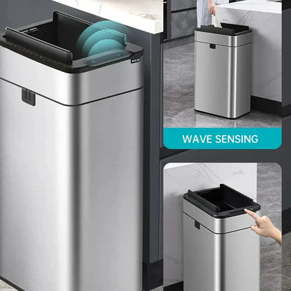 Touchless Stainless Steel Sensor Trash Can - Yeezlab
