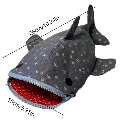 Navy Blue Shark Zip Pencil Pouch