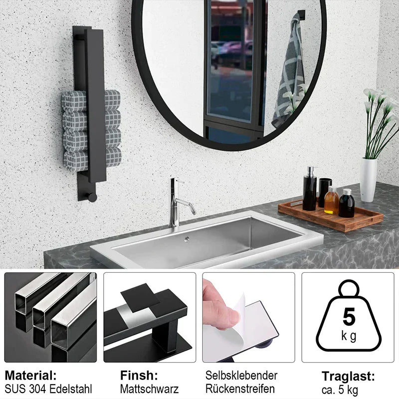 Stylish Wall Mounted Towel Holder in Silver and Black